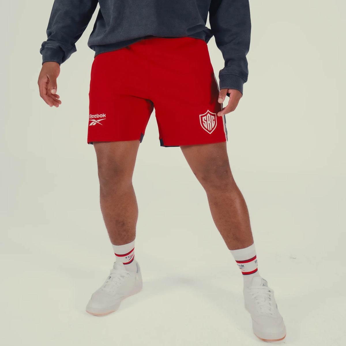 Sharks Mens Reebok Players Travel Shorts Red/White