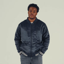 Hollywoodbets Sharks Reebok players varsity jacket in navy satin – view 1