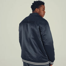 Hollywoodbets Sharks Reebok players varsity jacket in navy satin – view 3
