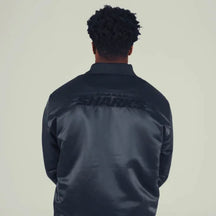 Hollywoodbets Sharks Reebok players varsity jacket in navy satin – view 4