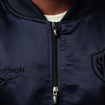 Hollywoodbets Sharks Reebok players varsity jacket in navy satin – view 6