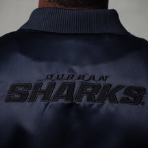 Hollywoodbets Sharks Reebok players varsity jacket in navy satin – view 10