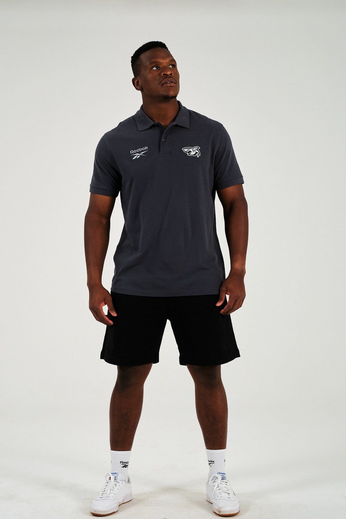 Sharks-Mens Polo Embroidery-Charcoal