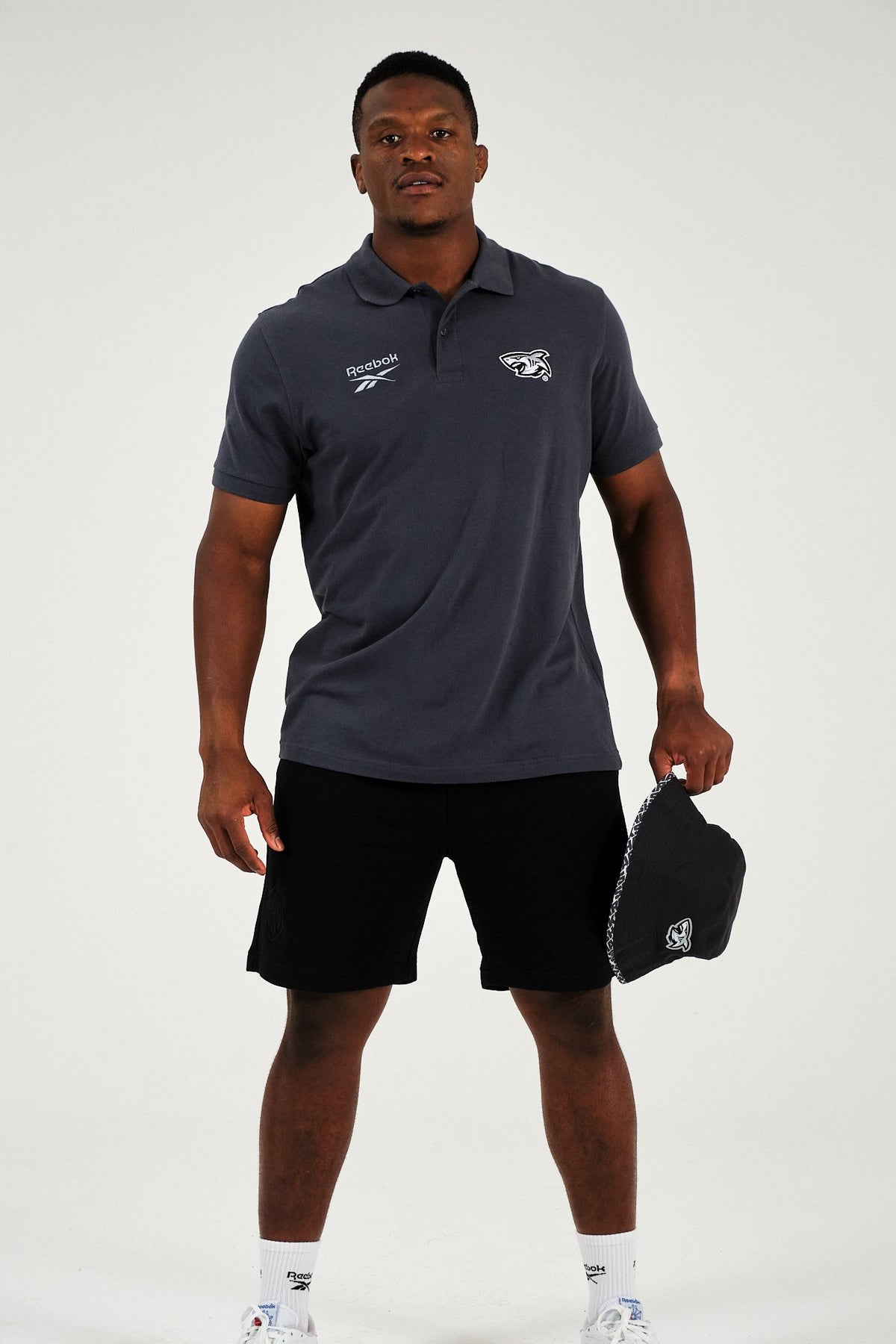 Sharks-Mens Polo Embroidery-Charcoal