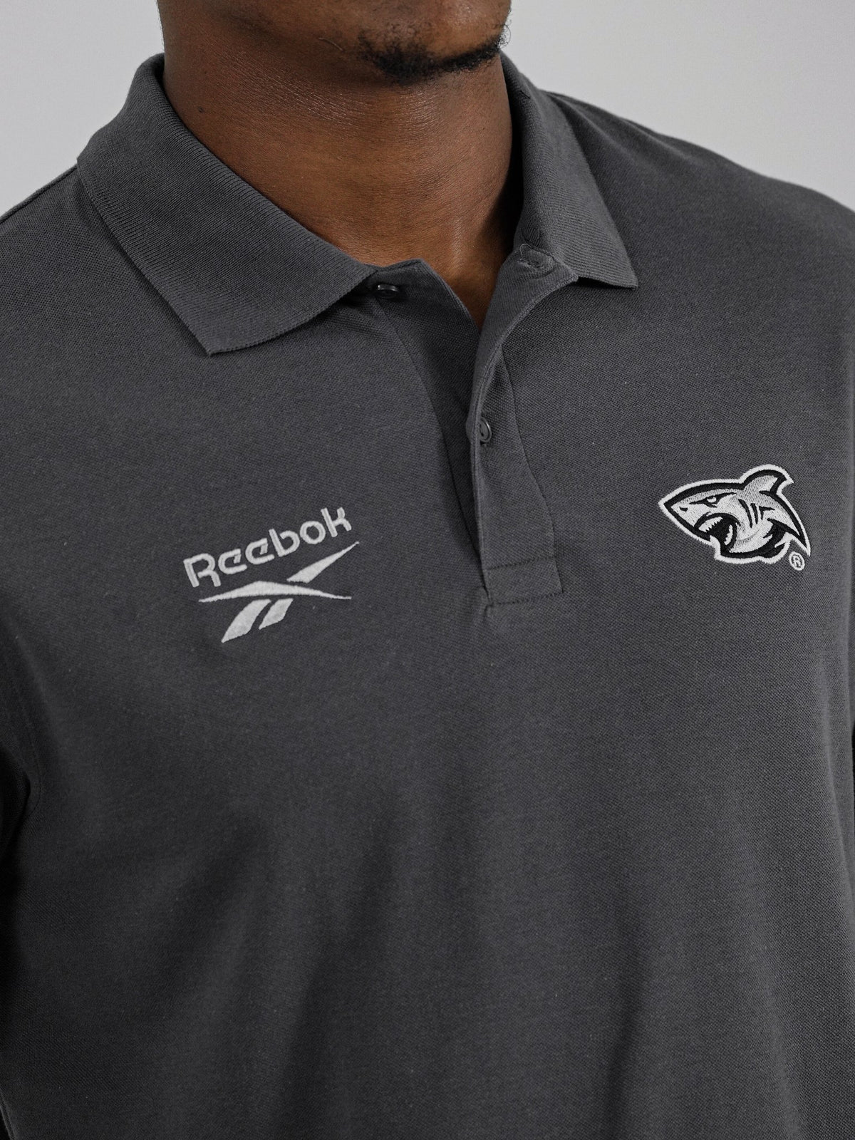 Sharks-Mens Polo Embroidery-Charcoal